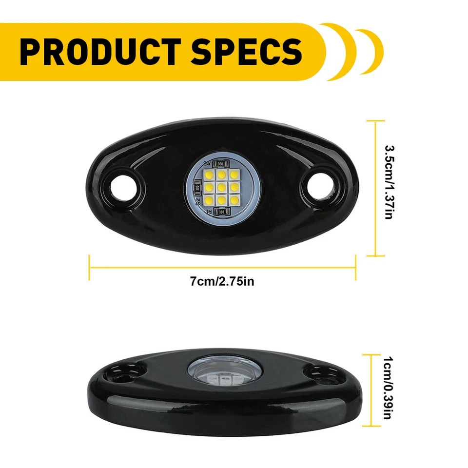 96 cápsulas para camión todoterreno Jeep ATV UTV barco debajo de la carrocería luces LED de roca blancas Foto 4 de 4