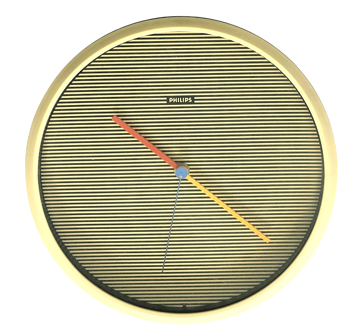 Wall Clock 1980s Philips HR5882 Striped Dial Mid Century West Germany