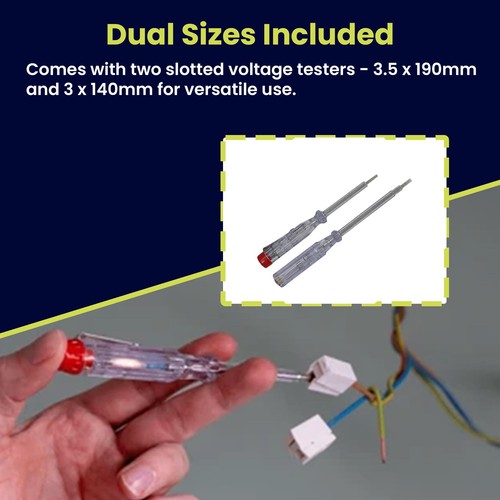 2 x Electrical Mains Voltage Tester Electricians Insulated Screwdriver 100-250V