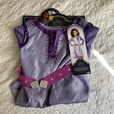 Disney Wish Asha's Adventure Dress Robe Purple Girl Halloween Costume Size 4-6X