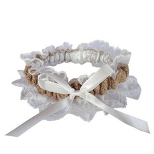 Burlap Garter Rustic Wedding Lace Garter with Ribbon Lining Free of Itch