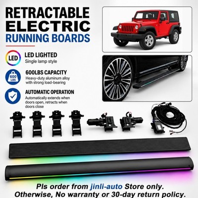 Retractable Electric Running Boards Fits For Jeep Wrangler 2007-2018 2-Door