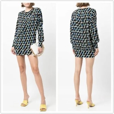 Diane Von Furstenberg Geometric Slouchy Reece Tunic Dress NWT XXS