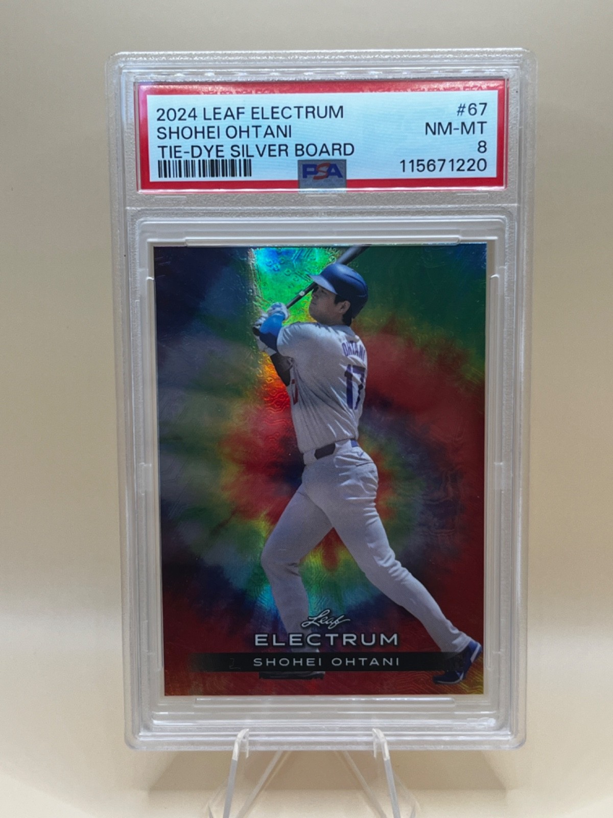2024 Leaf Shohei Ohtani 17/75 Tie-Dye Silver Board PSA 8 Jersey Number - Pop 1