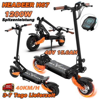 HEADER H67 1200W Elektroroller 48V15.6Ah 11''Off-Road Klappbar E-Scooter 40km/h