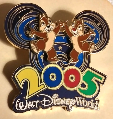 Disney pin WDW where the party never ends  2005 chip n dale excellent
