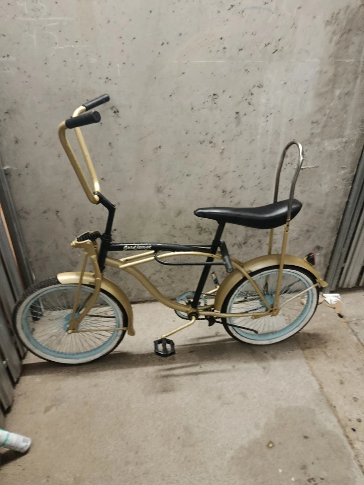 Fahrrad Bonanza Style Gold lackiert ,Hellblaue Speichen Gut Erhalten
