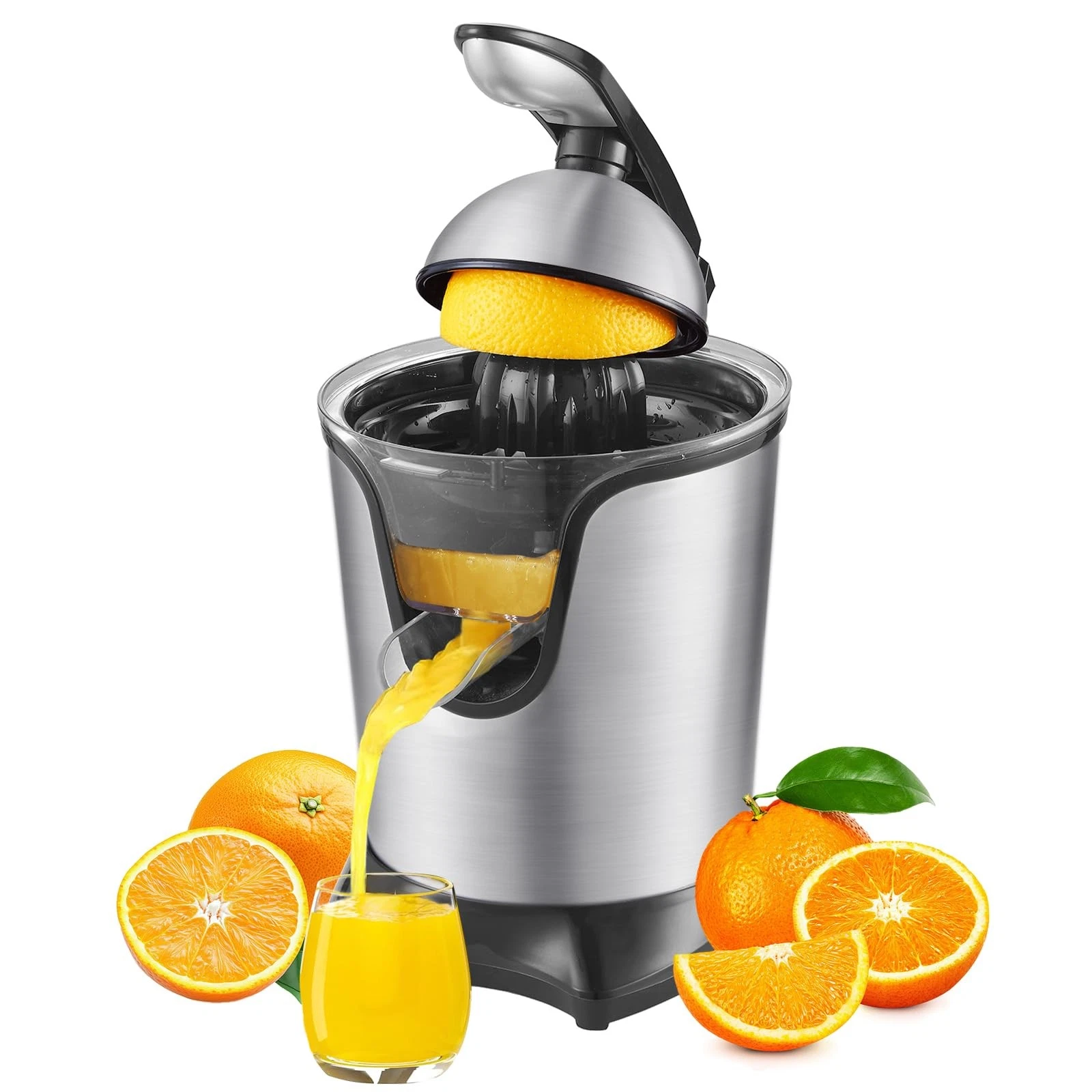JUSANTE Citrus Juicer, Orange Juicer Machine, Stainless Steel Medium, Black
