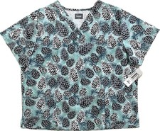 Women's NWT Butter-Soft Originals Scrub Top Winter Pine Cones 2 Pocket size 2X