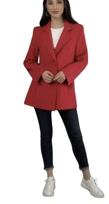 JIL SANDER Red Wool-Angora Blend Button-Front  Coat 36 (6/8)