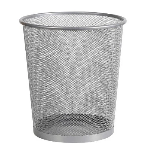 Mesh Waste Basket Silver - Brightroom: Steel Wire Mesh, Office Trash Can - Image 2 of 4