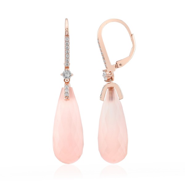 Cavill Ohrringe Silber 925 RoséGold Chalzedon 29,12Ct Brioletteschliff-image