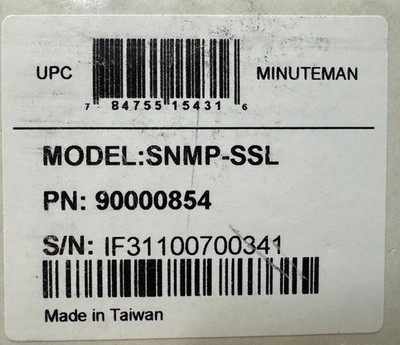 Simple Network Management Protocol SNMP-SSL Network Card 90000854 Minuteman