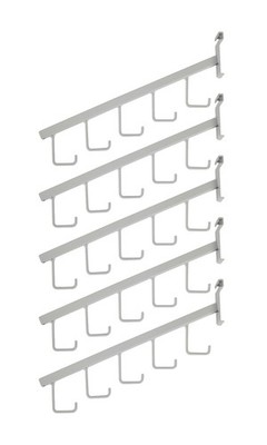 SSWBasics Pack of 5 White 5JHook Waterfall Faceout Gridwall Hooks