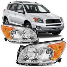 2009 2012 Toyota RAV4 Chrome Headlight Assembly Amber Compatible Replacement