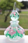 1990 GIBSON PAPERWEIGHT PERFUME BOTTLE PINK FLOWERS