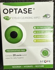Optase Eyelid Cleansing Wipes With Tea Tree Oil 20ct For Daily Hygiene