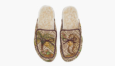 Tory Burch Shearling Jacquard Needlepoint Mules Size:6.5