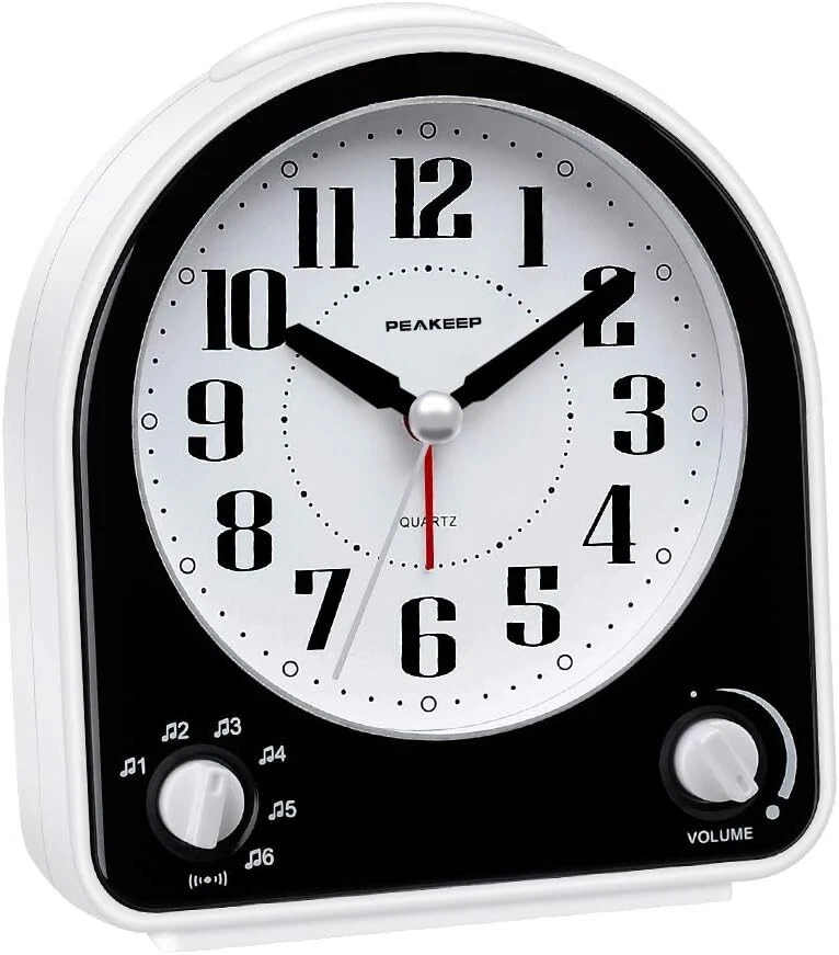 Non-Ticking Oval Alarm Clock with Snooze & 7 Wake Sounds - Perfect for Bedrooms - Image 3 of 4