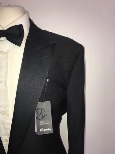 T M LEWIN - BLACK WOOL & MOHAIR DINNER SUIT - UK 50 Reg - W42 L30 - BNWT TUXEDO - Bild 4 von 14