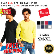 HN184 Hanes 5586 Mens Long Sleeve Authentic Ultra Comfortable Stylish T-Shirt
