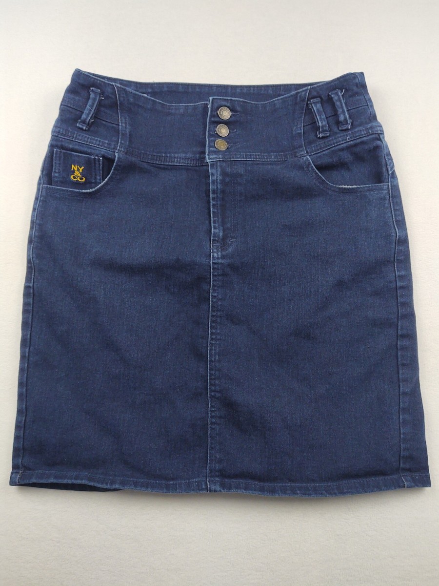 New York Women's Size XL w31 Dark Blue Denim Knee-length Pencil Skirt