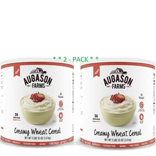 2 PACK - Augason Farms Creamy Wheat Cereal 4lb #10 Cans Emergency Long Term Food