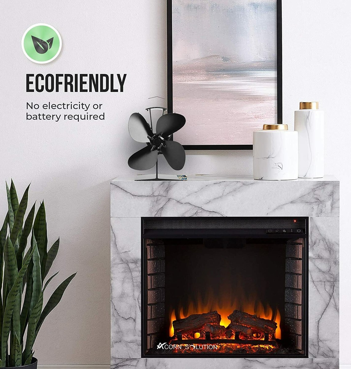 Stove Fan for Wood Burners u0026 Eco Friendly and Efficient Fan 4 Blade New For  2022 | eBay