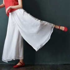 Retro Chinese Style Women's Wide Leg Pants Yoga Loose Double layer Trousers