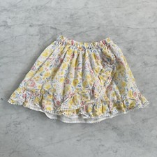 Tommy Bahama Girls 6 Floral Print Skirt Yellow Pink Pastel Lined Pull On Elastic