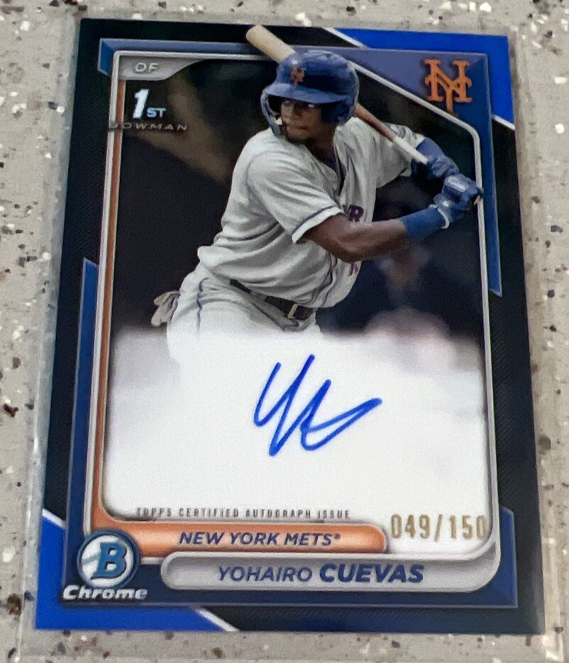 2024 Bowman Chrome Blue Refractor /150 YOHAIRO CUEVAS Auto No. CPA-YCU!