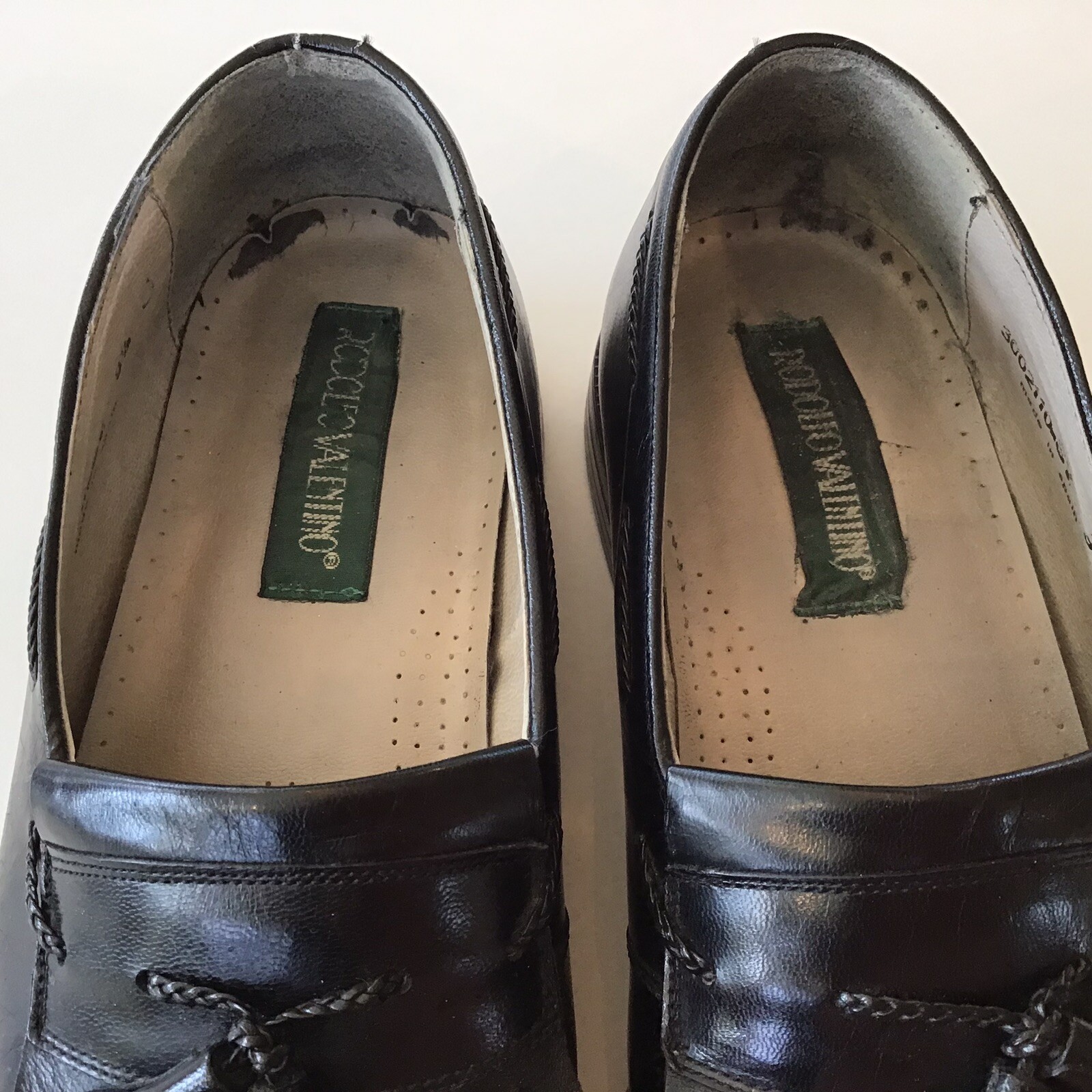 RODOLFO VALENTINO Men 9.5D Loafer Dress Shoes Black Leather Kiltie Tasseled thumbnail 7