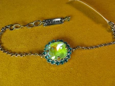 MARIANA BRACELET SWAROVSKI CRYSTALS RHO PL GREEN BEAD CHAIN Gift Christmas