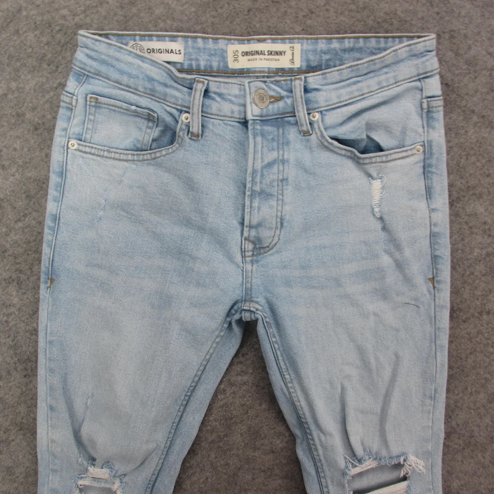 Мужские узкие джинсы Originals 30x28 синие светлые вареные - Изображение 2 из 4