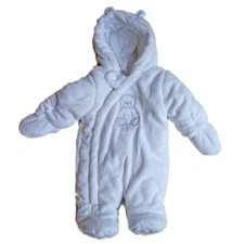 Mothercare White Bear Baby Bodysuit with Hood Size: 3-6 month NEW