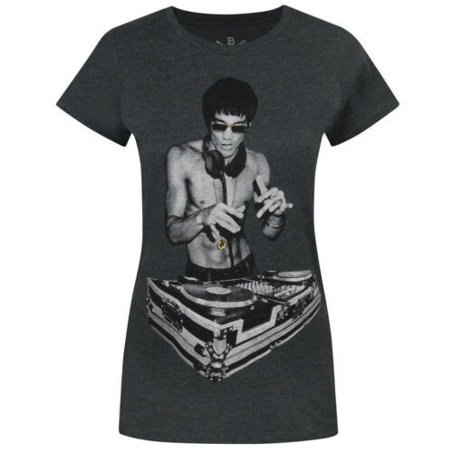 Avengers Womens/Ladies Bruce Lee Gung Fu Scratch Charcoal T-Shirt (NS4526) - Afbeelding 1 van 2