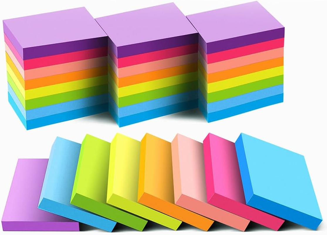 Sticky Notes 1.5X2 Inches, Bright Colors Self-Stick Pads, 24 Pack, 75 Sheets/Pad-image