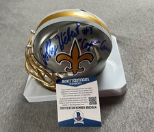 NEW ORLEANS SAINTS- BOBBY HEBERT AUTOGRAPH RIDDELL MINI HELMET BECKETT BB25824