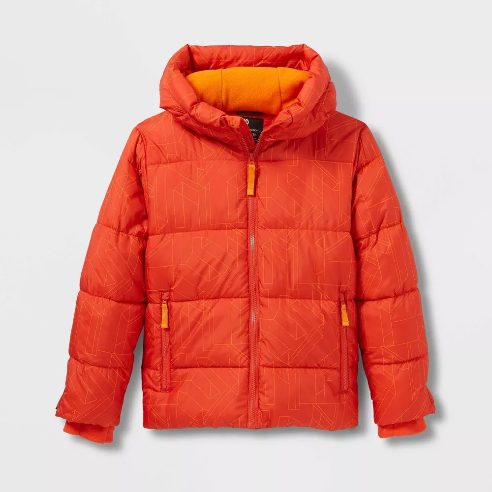 Boys' Short Puffer Jacket - All in Motion Orange XS 4/5