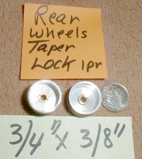 1 Pr Wheels with taper lock  nut 3/4 X 3/8 Champion Vintage Original Slot Car