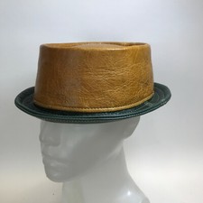 Jill Corbett pork pie hat whisky/green leather Handmade in UK  S/M/L/XL/XXL/XXXL
