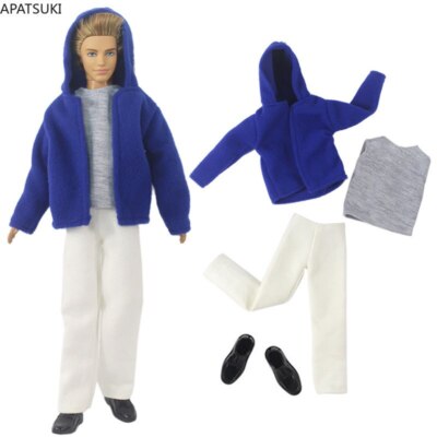 Blaue Puppenkleidung für Ken Junge Puppe Outfits Warme Jacke Weste Hose Schuhe