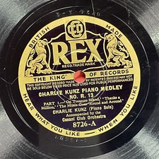 Charlie Kunz (Piano Solo) Casani Club Orchestra, 78 RPM Record
