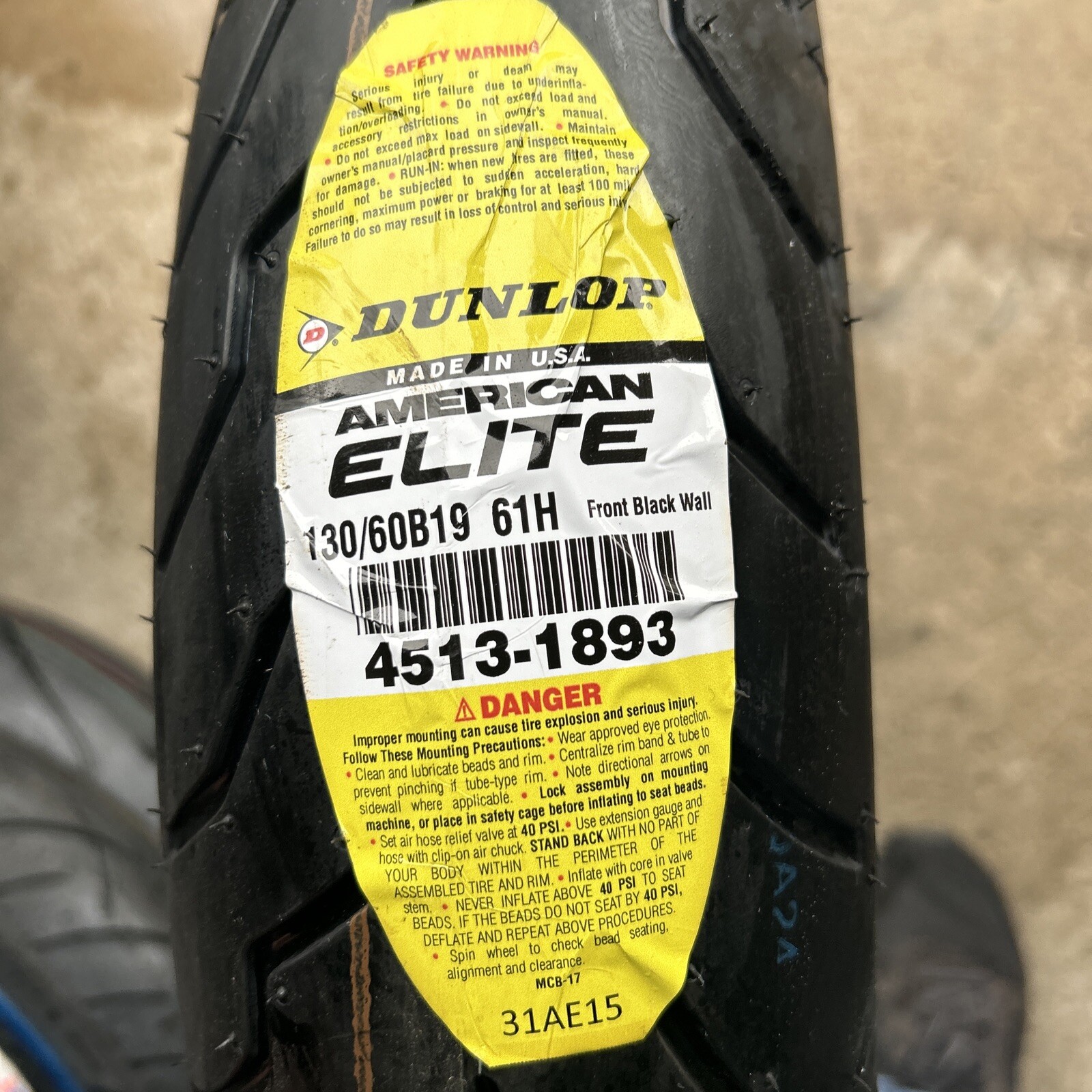 Dunlop American Elite 130/60B19 Front Tire 130/6019 45131893. Read