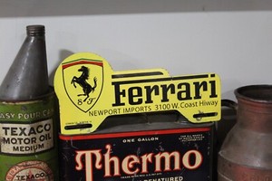 SCARCE  1950s FERRARI NEWPORT IMPORTS  PAINTED METAL TOPPER SIGN CALIFORNIA ENZO