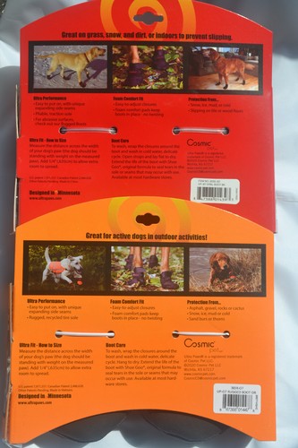 Ultra-Paws Durable Dog Boots Black or Orange w/Black Medium (7/M) Washable NEW - Picture 5 of 16