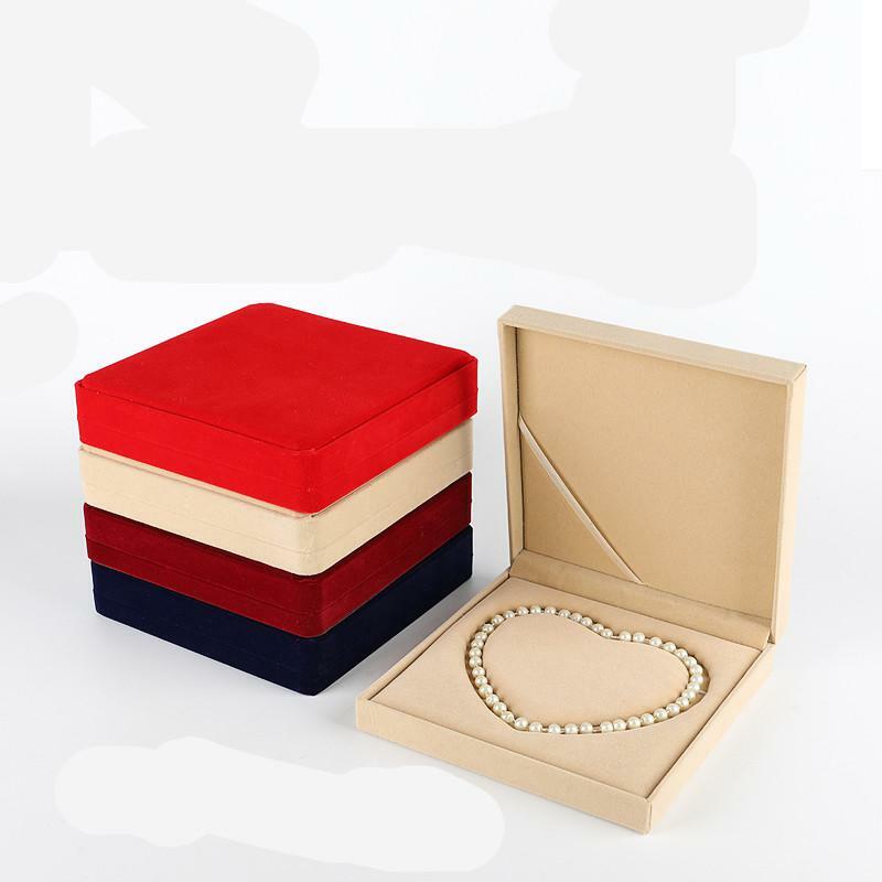 Big Size Square Velvet Jewellery Box Pearl Necklace Box Pendant Jewelry  Gift Box