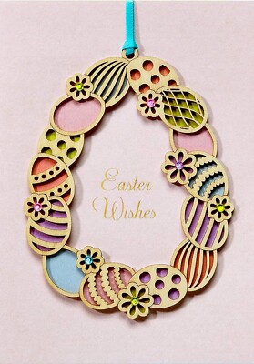 Papyrus Hangable Removable Ornament Gemmed Egg Decoration Easter Greeting Card