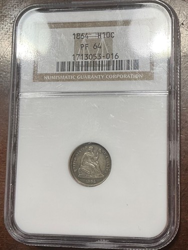 NGC PF64 1864 SEATED HALF DIME GREAT COLOR AND EYE APPEAL - Picture 3 of 3