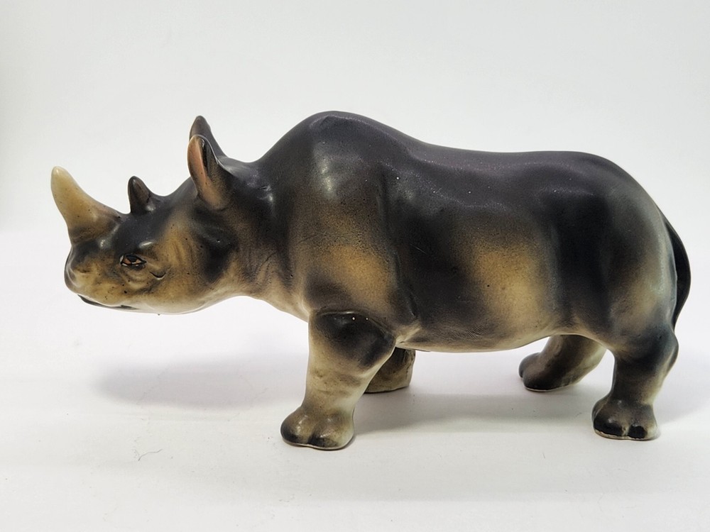 Vintage Ceramic Rhino Figurine 6.75